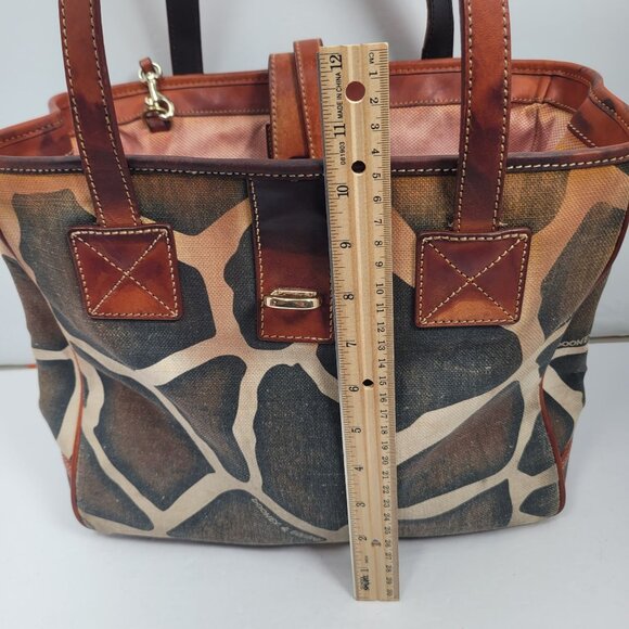 Dooney & Bourke Women's Giraffe Print Leather & Canvas Tote Bag - Picture 11 of 12